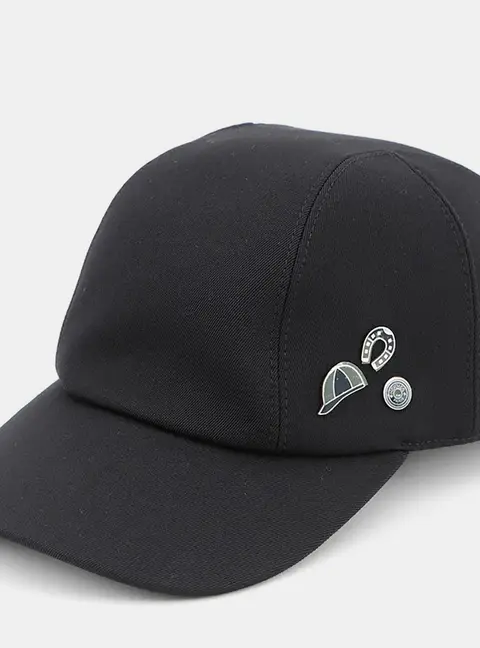 Hermes Cap Miles Jump Size 60 Black Wool Cotton