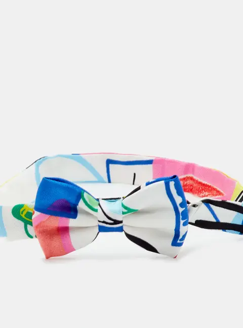 Herm&egrave;s Multicolor Printed Silk Petite Bow Tie