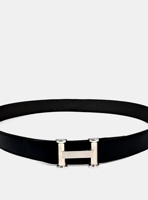 Hermes H Reversible Black Leather Belt