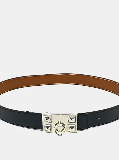 Hermes Leather Black Medor Belt