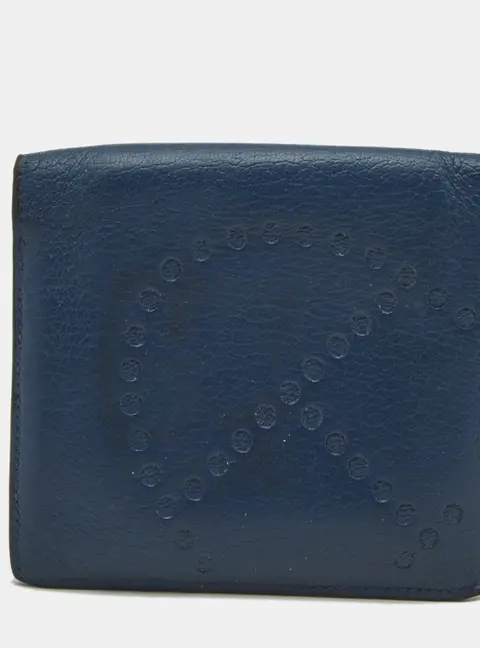 Hermes Evelyne Bleu De Malte Chevre Mysore Leather Bifold Wallet