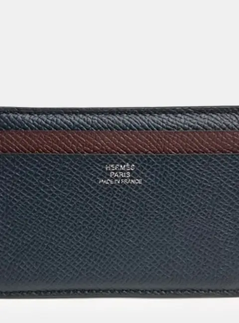 Hermes City 4CC Blue Brown Epsom Leather Card Holder Bag