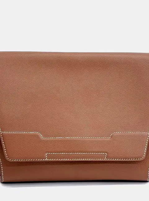 Hermes Novapolis Brown Leather Clutch Bag