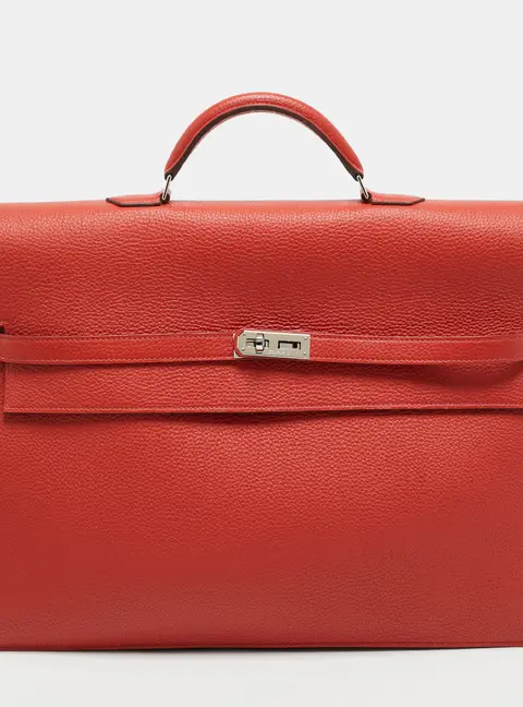 Herm&egrave;s Kelly Depeches 38 Rouge Garance Togo Leather Briefcase