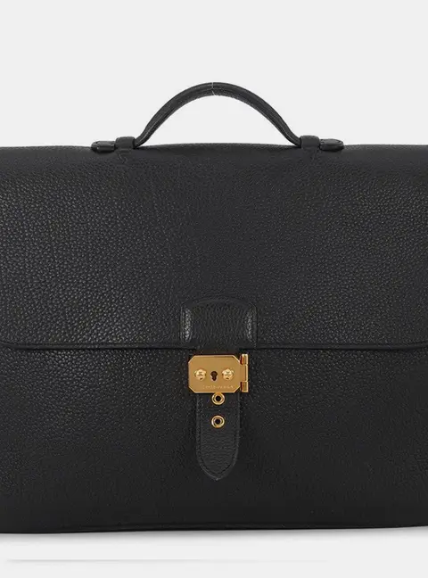 Hermes Sac A Depeches 38 Black Togo Calfskin Leather Briefcase Bag