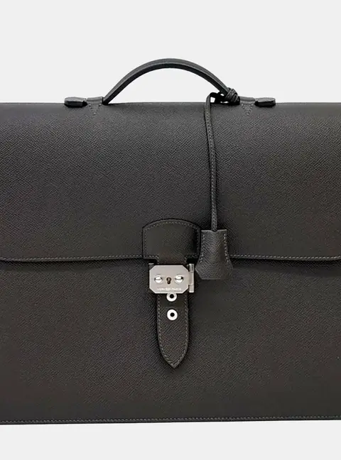 Hermes Black Leather Sac &agrave; D&eacute;p&ecirc;che 40 (T)