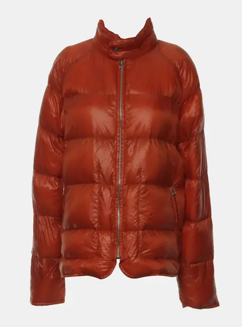 Hermes Orange Nylon Extra Light Zip Up Piumino Jacket