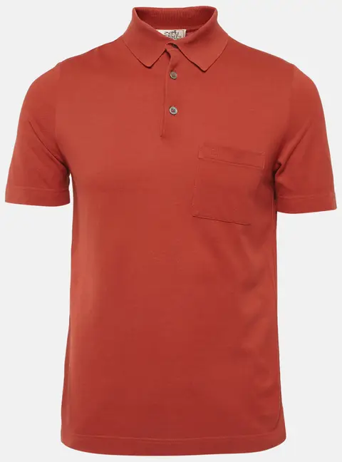 Hermes Burnt Orange Pique Polo T-Shirt S
