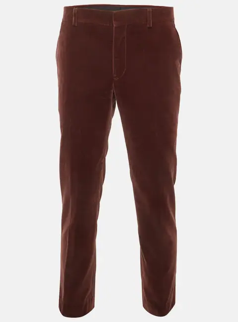Hermes Burgundy Velvet Straight Fit Pants XXL