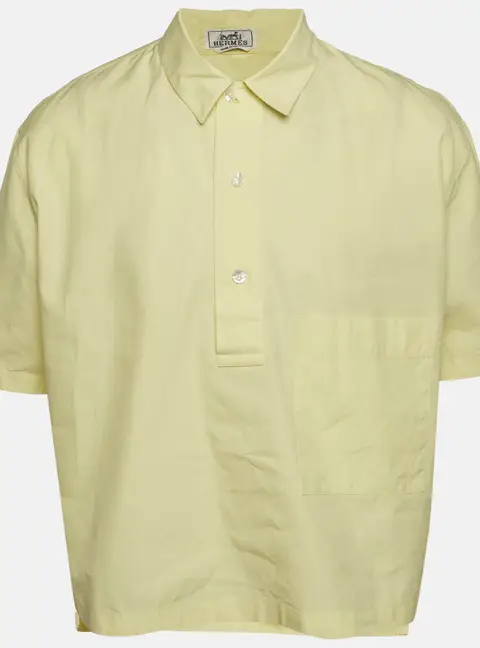 Hermes Yellow Cotton Oversized Polo T-Shirt M