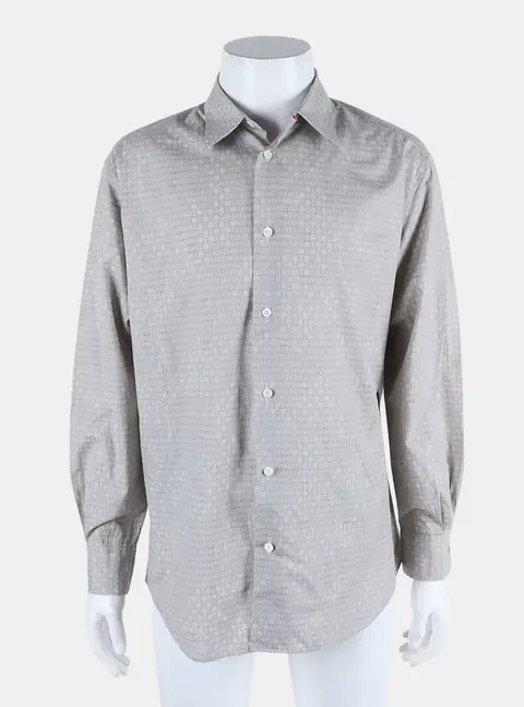 Hermes Ash Beige Cotton Long-Sleeved Button Up Shirt Size XL