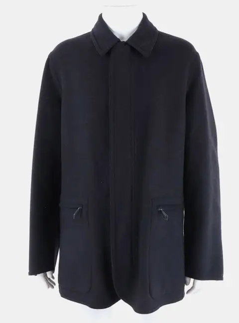Herm&egrave;s Navy Blue Wool Jacket Size L