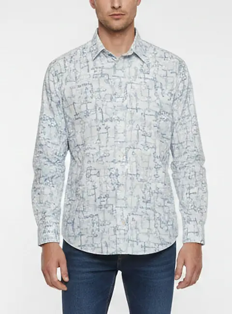 Hermes White/Blue Mors and Mors Floute Print Cotton Shirt L