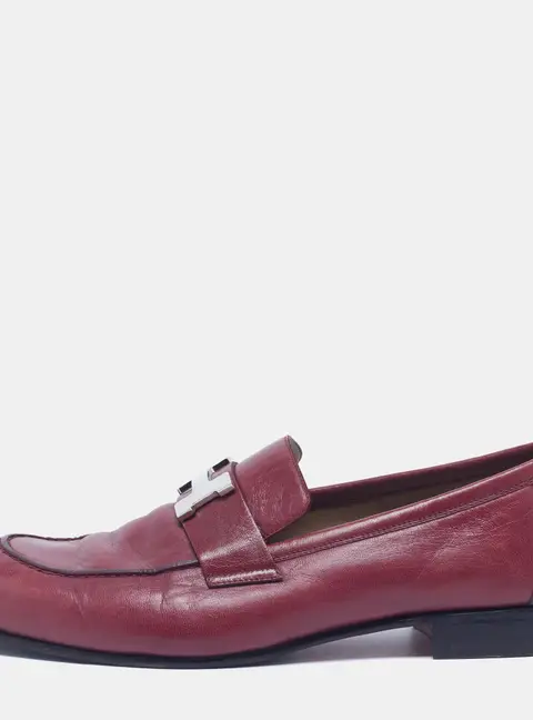 Hermes Paris Size 41.5 Burgundy Leather Loafers