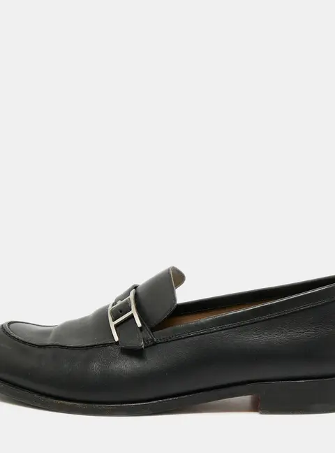 Hermes Monterey Size 42 Black Leather Loafers