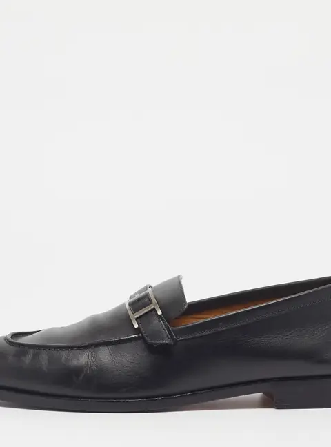 Hermes Monterey Size 41.5 Black Leather Penny Loafers
