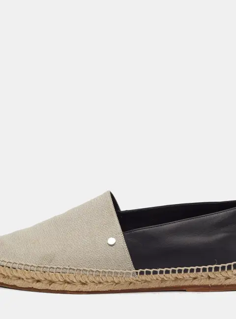 Hermes Joven Size 42 Black/Beige Canvas Slip On Espadrille