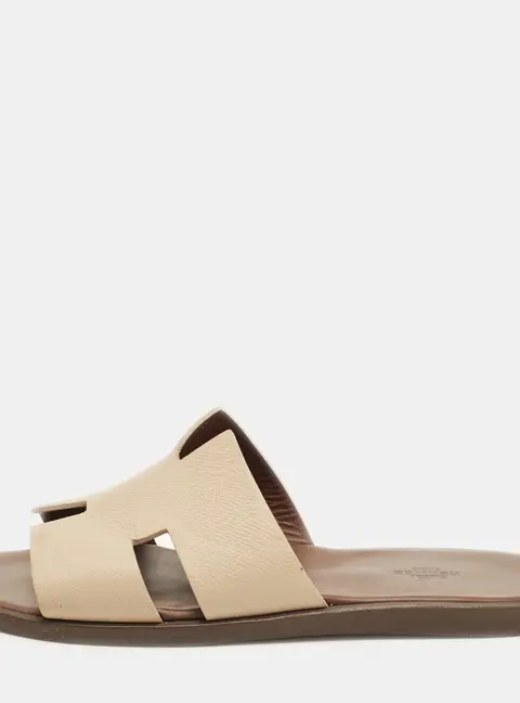 Hermes Izmir Size 43 Cream Leather Flat Slide