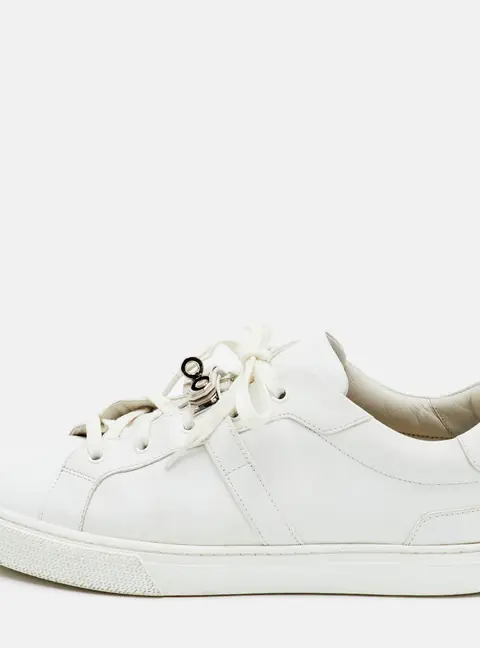 Hermes Day Size 44 White Leather Low Top Sneakers