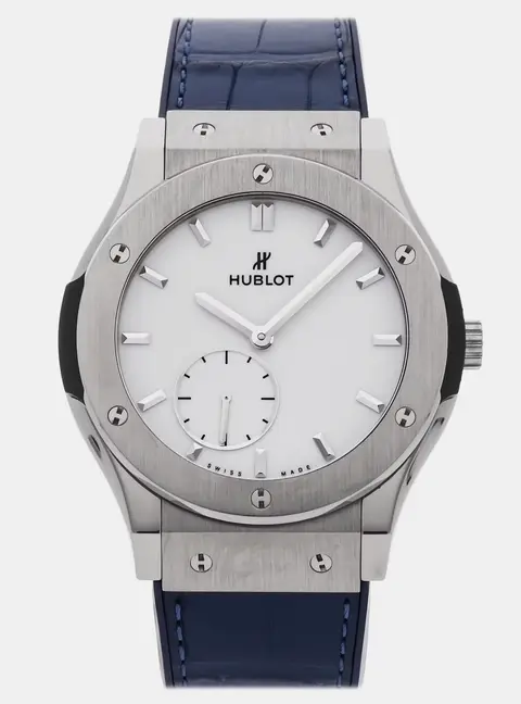 Hublot Classic Fusion Ultra -Thin 545.NX.2210.LR Manual Winding White Dial Titanium Men's Wristwatch 42mm