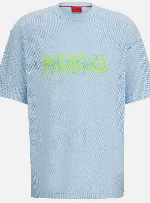 Hugo Boss Blue Printed Mesh Crewneck Dstaros T-Shirt M