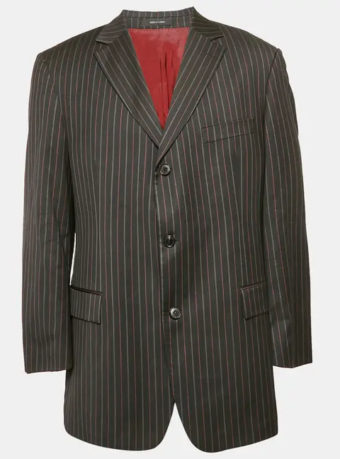 Hugo Hugo Boss Black Striped Gabardine Regular Fit Blazer XXXL