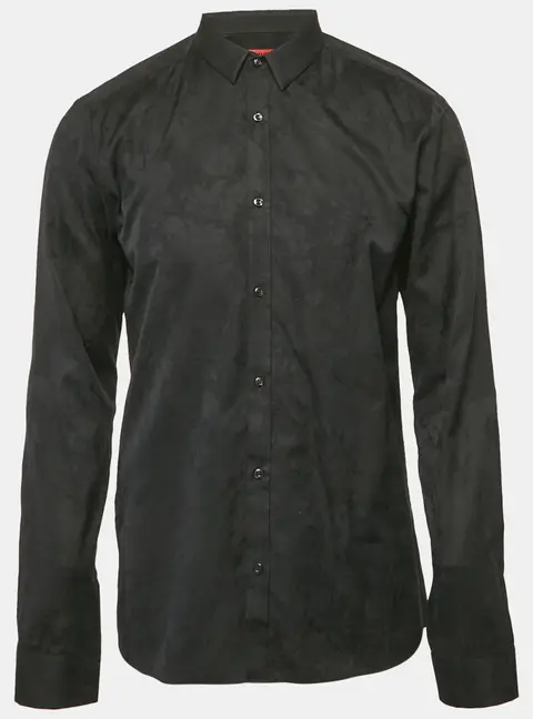 Hugo Boss Black Patterned Cotton Extra Slim Fit Shirt L