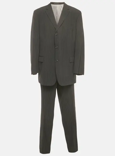 Hugo Boss Black Pinstriped Wool Regular Fit Suit 4XL
