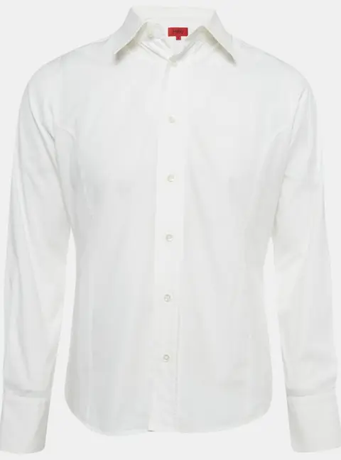 Hugo Boss White Cotton Long Sleeve Shirt M