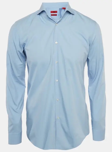 Hugo Boss Blue Cotton Full Sleeve Slim Fit Shirt M
