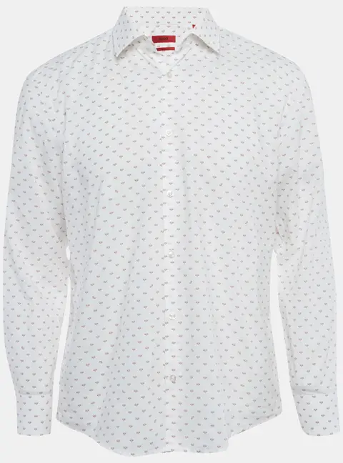 Hugo Boss White Bee Print Cotton Long Sleeve Shirt L