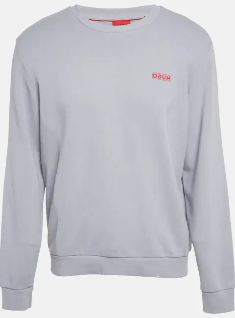 Hugo Boss Grey/Blue Logo Print Cotton Long Sleeve Sweatshirt L