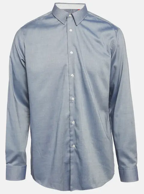 Hugo Boss Blue Pattern Cotton Regular Fit Cotton Shirt XL