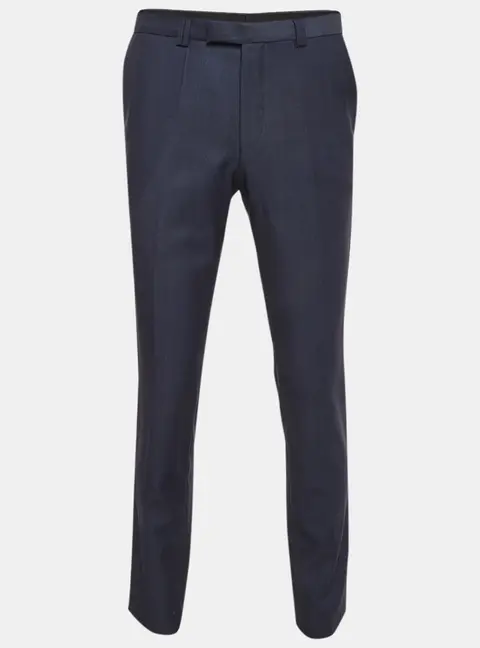 Hugo Boss Blue Textured Wool Regular Fit Pants L