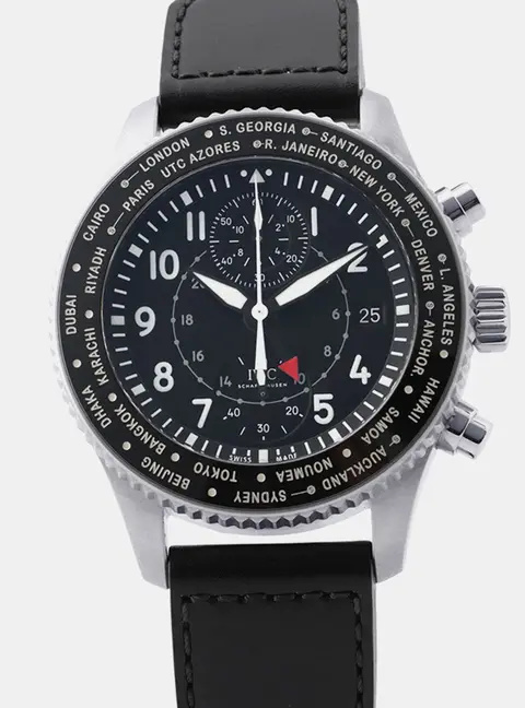 IWC Pilot Timezoner IW395001 Black Stainless Steel Automatic Men's Watch 46mm