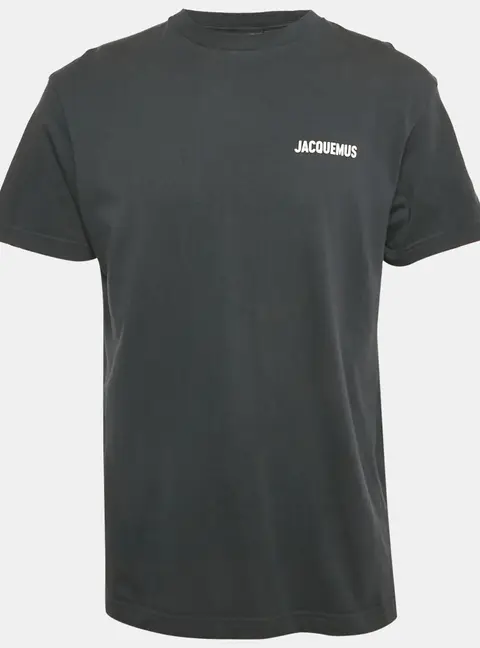 Jacquemus Navy Blue Logo Print Cotton Crew Neck T-Shirt L