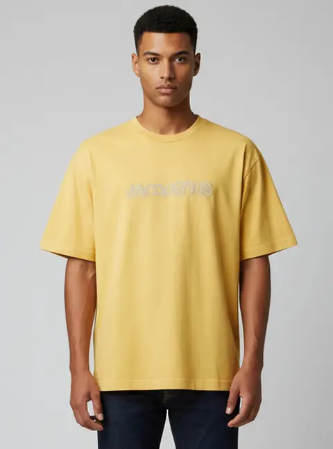 Jacquemus Yellow Logo Embroidered Cotton Le Raphia T-Shirt XL