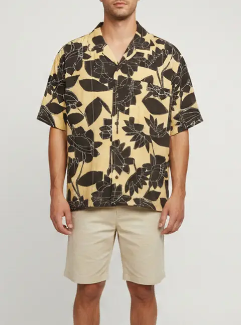 Jacquemus Yellow Flowers Print Linen Blend La Chemise Jean Shirt XL