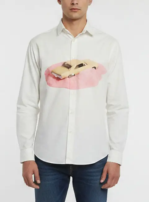 Jacquemus White Car Graphic Cotton La Chemise Henri Shirt S