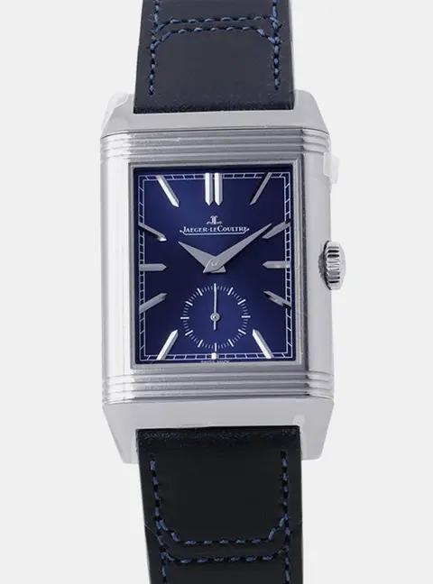 Jaeger LeCoultre Reverso Tribute Duo Blue/Silver Stainless Steel Hand Winding Men's Wristwatch 47mm&times;28.3mm