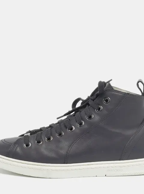 Jimmy Choo Grey Leather High Top Sneakers Size 40