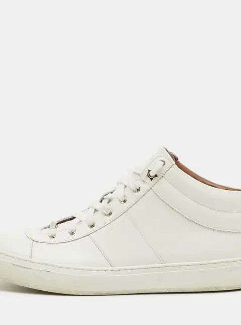 Jimmy Choo Size 41 White Leather Lace Up Sneakers
