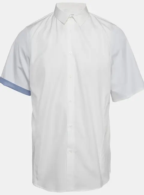 Jil Sander White Cotton Buttoned Half Sleeve Shirt XL