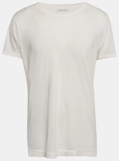 John Elliott Cream Jersey Crewneck T-Shirt XL