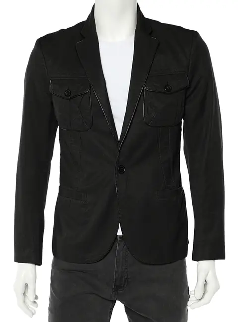 Just Cavalli Black Cotton Trim Detail Blazer L