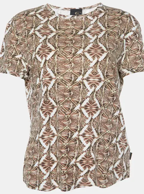 Just Cavalli Brown Printed Cotton & Modal Fitted T-Shirt L