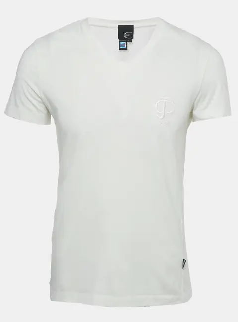 Just Cavalli White Logo Embroidered Jersey Fitted T-Shirt L
