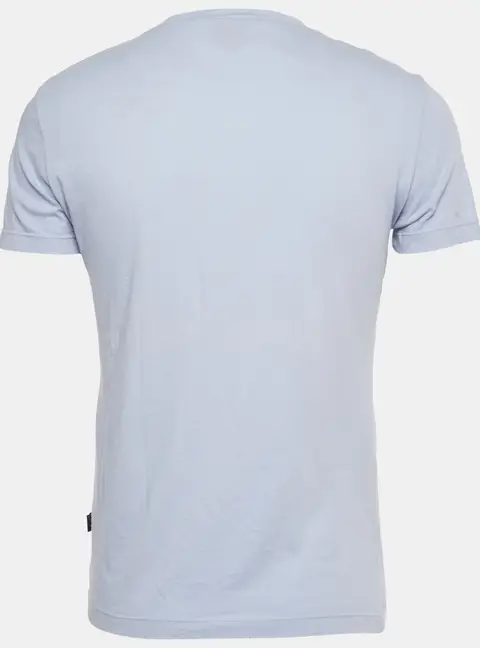 Just Cavalli Blue Printed Jersey Distressed V-Neck T-Shirt M