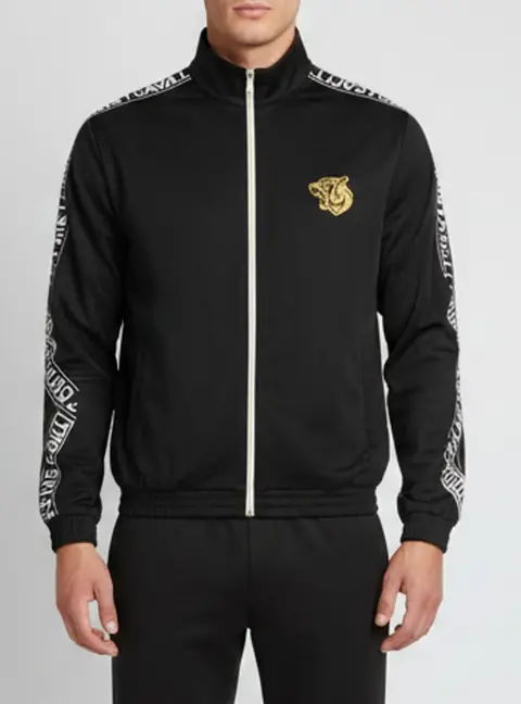 Just Cavalli Black Knit Long Sleeve Zip Front Sweatshirt L