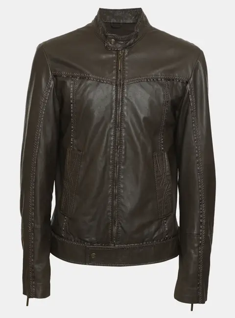 Just Cavalli Brown Leather Jacket S